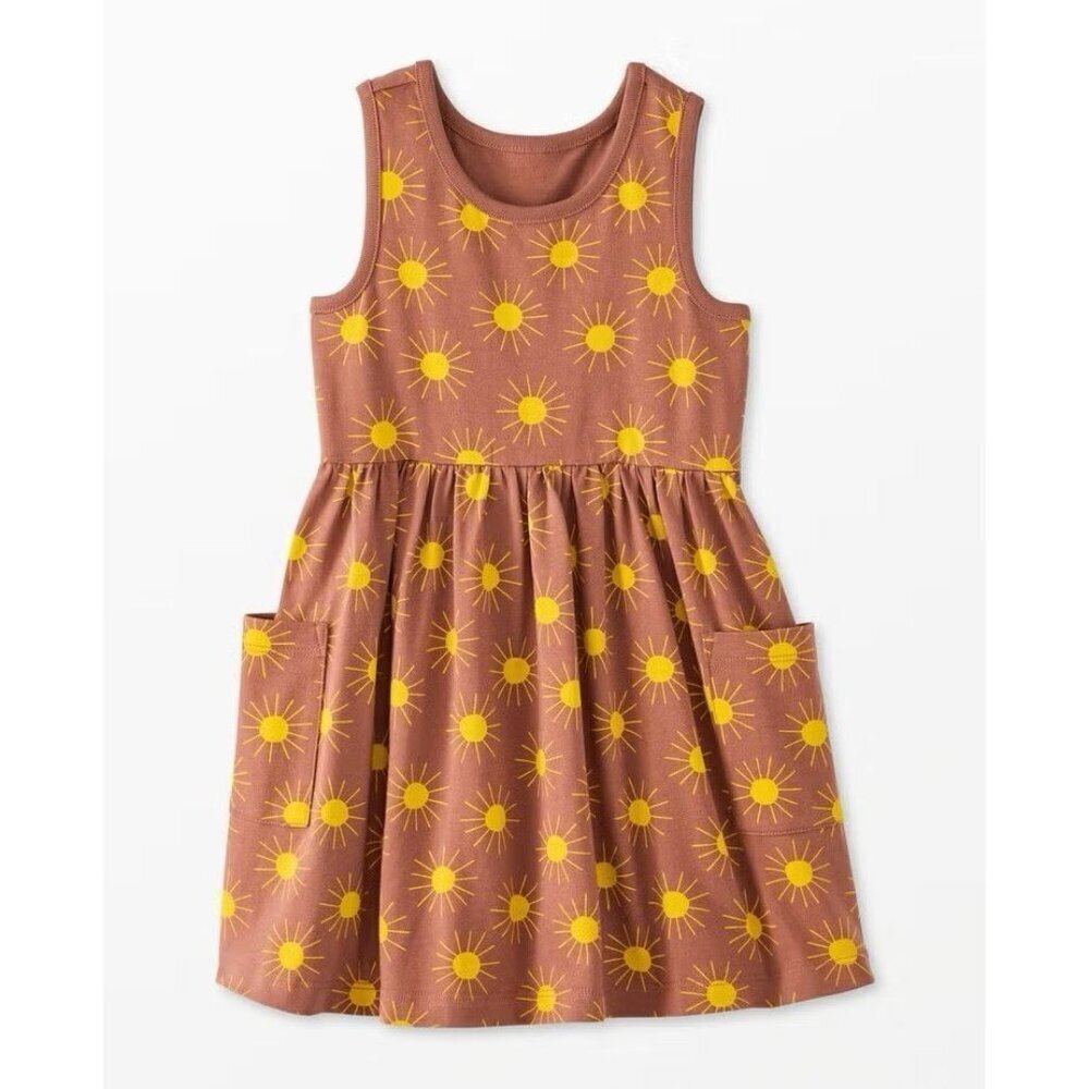 Hanna Andersson Girls Dress Sleeveless w/ Pockets Rust Sun Print Various Sizes